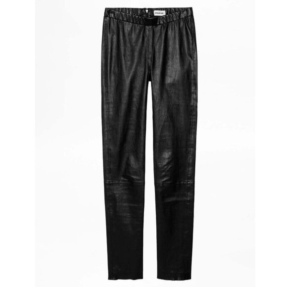 2022 Zadig & Voltaire Pharel Cuir Perm Pants Leather Leggins - Picture 5 of 6
